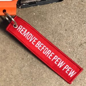 "Remove Before Pew Pew" Keychain / Lanyard (RED)