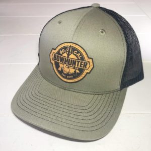 SoCal Bowhunter Green & Black Hat, Natural Veg Tan Patch