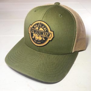 SoCal Bowhunter Green & Tan Hat, Natural Veg Tan Patch